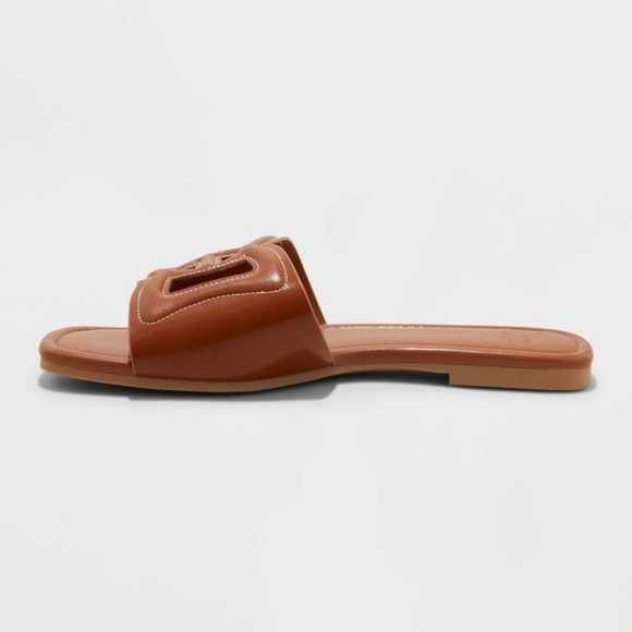 Deidra Slide Sandals - A New Day™ Cognac 9.5: Memory Foam, Open Toe, Slip On - Picture 2 of 8